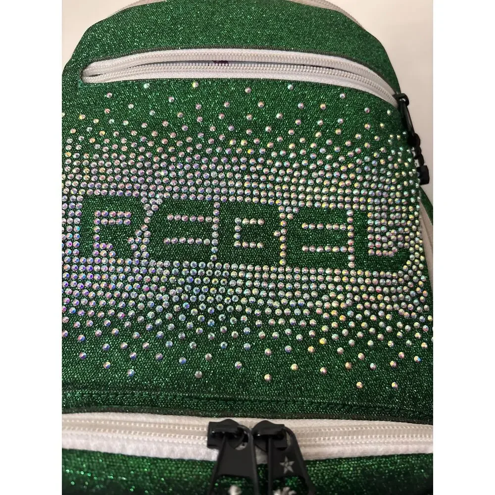 Lucky Green Rebel Dream Bag Plus Cheerleading Backpack Sparkly Glitter Crystals